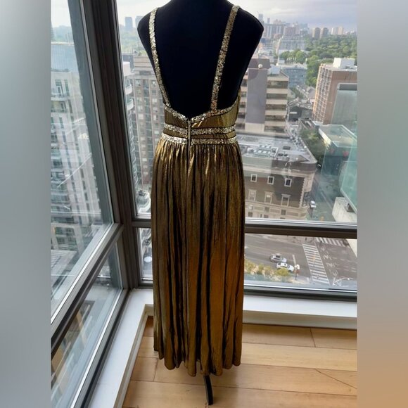 🆕 BRONX & BANCO 🧿 NWOT Star Metallic Maxi Dress w Dramatic Slits - Sz S US 4 - Picture 11 of 16
